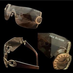 True Religion Women's Sunglasses with Gold and Brown Accents